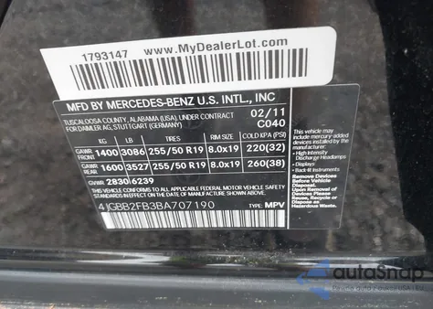 2011 Mercedes-Benz Ml 350 Bluetec 4Matic z USA, uszkodzony, nr VIN 4JGBB2FB3BA707190